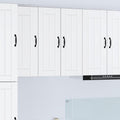 Meuble mural blanc en bois composite 30 x 31 x 80 cm avec deux portes et six niches, rangement fonctionnel pour cuisine et salle a manger