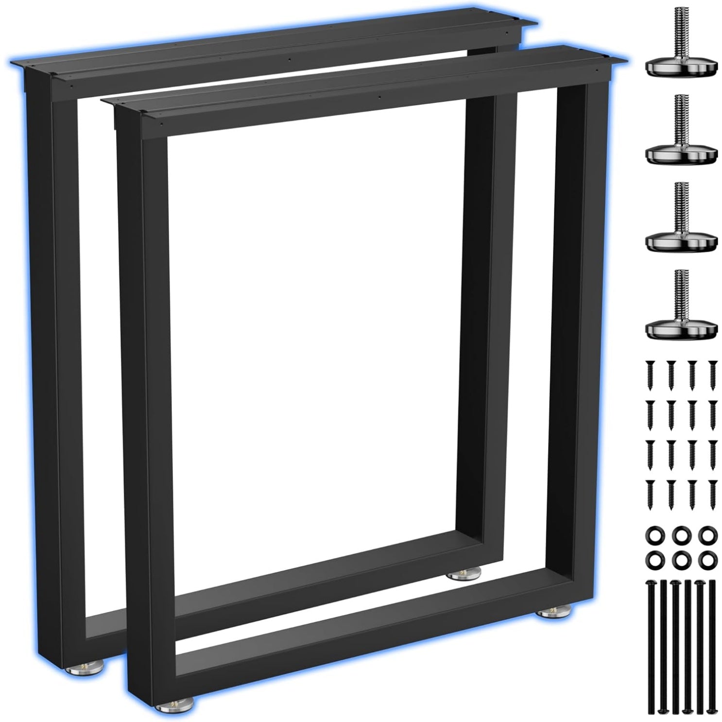 Set de 2 pieds de table noirs industriels en metal 70 cm pour creation de bureau ou table a manger