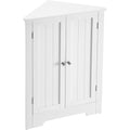 Meuble d'angle blanc avec portes et etagere reglable, rangement polyvalent pour cuisine salle de bain ou salon, 60 x 33,6 x 80 cm