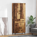 Placard mural effet bois ancien 69,5 x 34 x 180 cm avec tiroir et portes, solution de rangement elegante pour cuisine salon et salle a manger