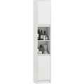 Armoire de salle de bain blanche 30 x 24 x 170 cm avec six compartiments, solution verticale pour petits espaces