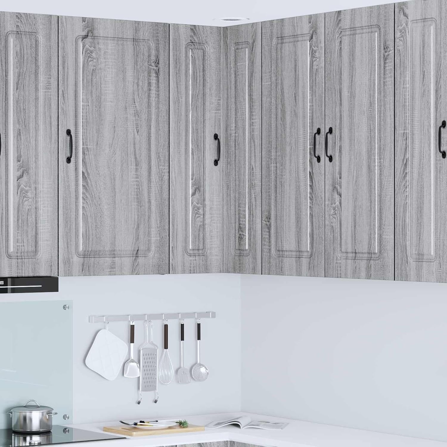 Meuble de cuisine en bois composite avec 3 etageres et 2 portes, supportant jusqu a 60 kg, format 57 x 57 x 100 cm pour vaisselle et accessoires