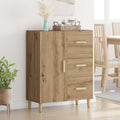 Commode chene 90 cm avec trois tiroirs et une porte, rangement pratique pour couloir cuisine salon ou bureau