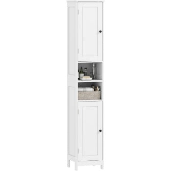 Colonne de salle de bain blanche 30 x 30 x 170 cm avec deux armoires, meuble vertical pratique pour optimiser l espace