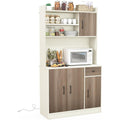 Element de rangement blanc hauteur 180 cm avec niches reglables, espaces fermes et ouverture pratique pour cables
