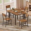 Set repas pliable avec table et 4 chaises de cuisine, cadre metallique robuste et finition marron rustique noir