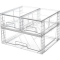 Organisateur de tiroir empilable transparent en lot de 3, solution pratique pour rangement domestique et organisation des espaces